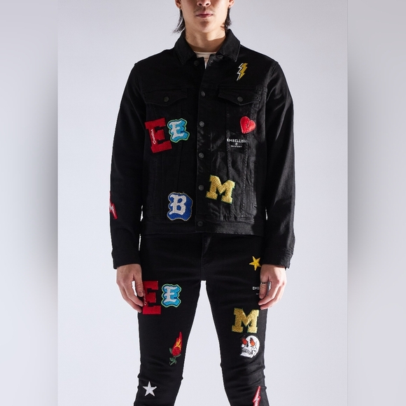 Embellish Devin Denim Jacket with Colorful Patches - Picture 2 of 7